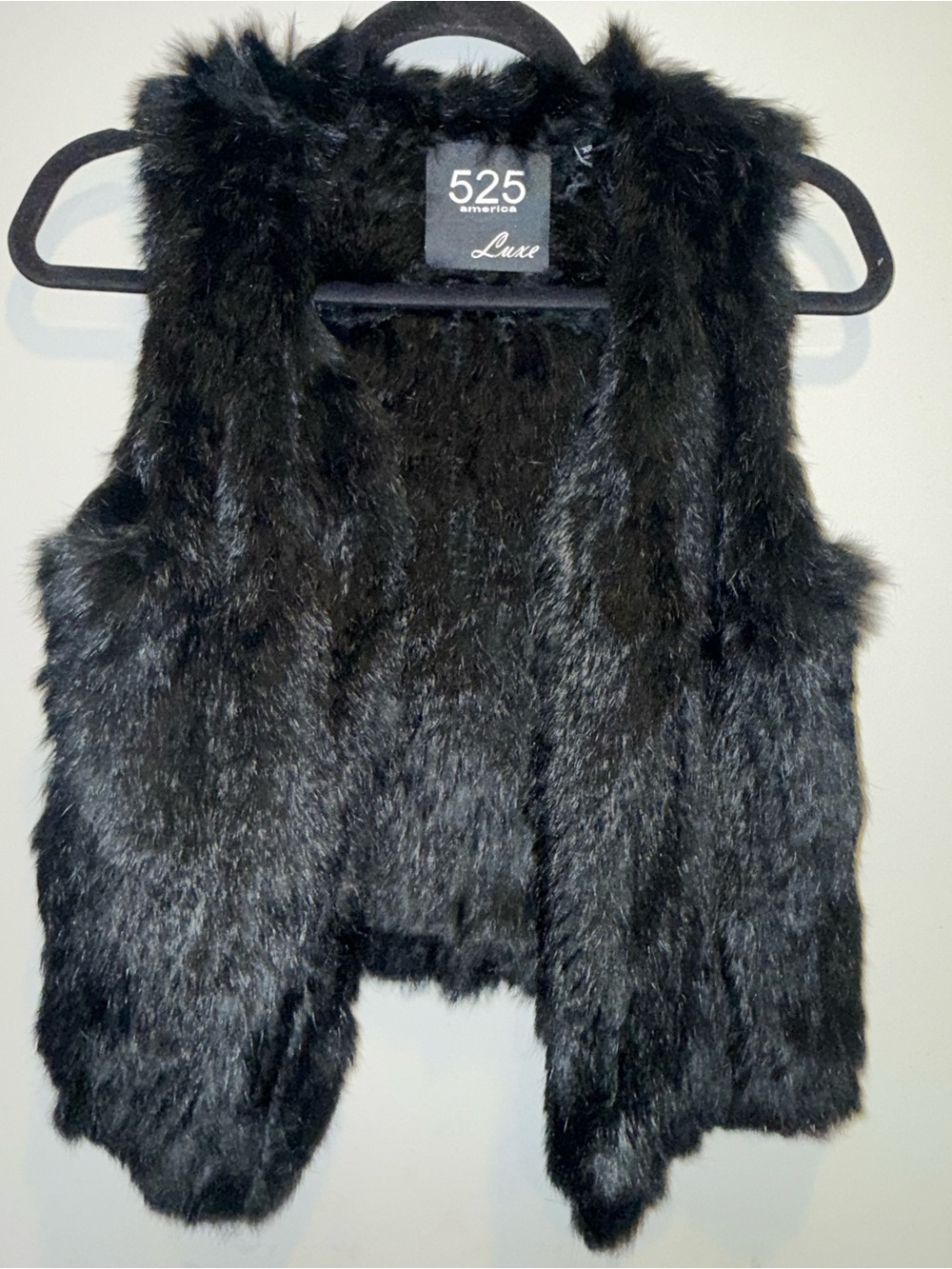 525 America Luxe Black Genuine Rabbit Fur Vest